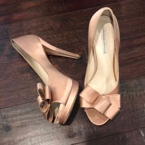 Gently Loved Champagne Satin Vera Wang Platforms